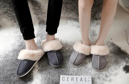נעלי בית לחורף עם פרווה מלאכותית וקטיפה - נעלי אביגיל