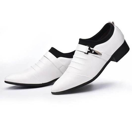 נעלי אלגנט "אלברטו קרצ'י" אוקספורד דמוי עור עיצוב איטלקי מודרני - נעלי אביגיל לבן / 38