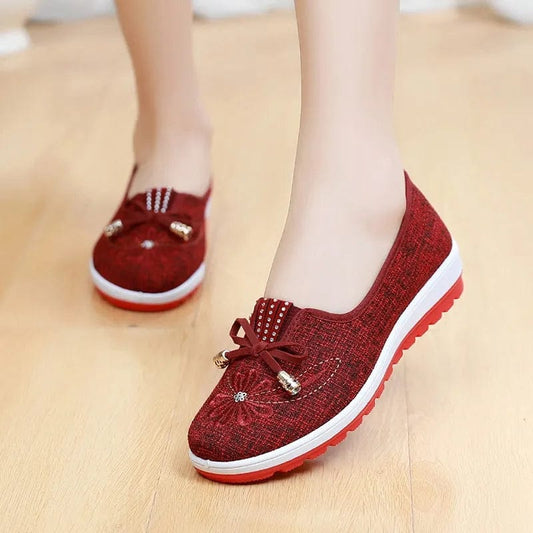 נעלי קיץ "Loafer" נעלי בד בעיצוב ייחודי - נעלי אביגיל אדום / 35
