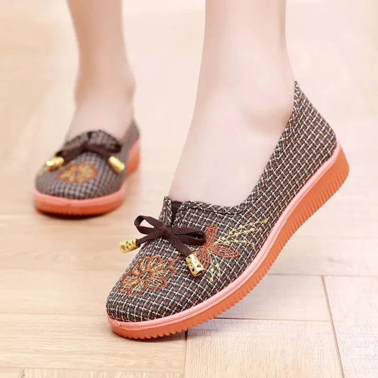 נעלי קיץ "Loafer" נעלי בד בעיצוב ייחודי - נעלי אביגיל חום פסים / 35