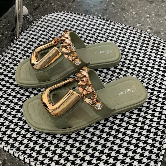 כפכפי קיץ "מרסל פלורין" בעיצוב ייחודי - נעלי אביגיל ירוק / 36