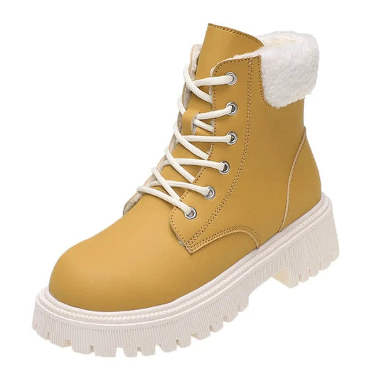 נעלי טרקטור "Rimo" עם פרווה פנימית, סוליה עבה - נעלי אביגיל צהוב חרדל / 35