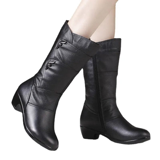 מגפי "איזבל" בסגנון אנגלי מודרני עקב נמוך - נעלי אביגיל שחור / 35