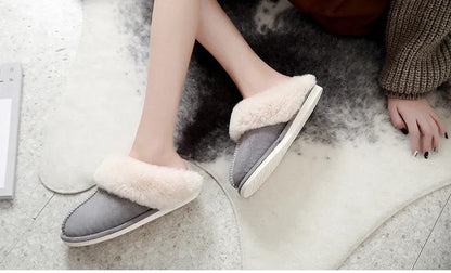 נעלי בית לחורף עם פרווה מלאכותית וקטיפה - נעלי אביגיל