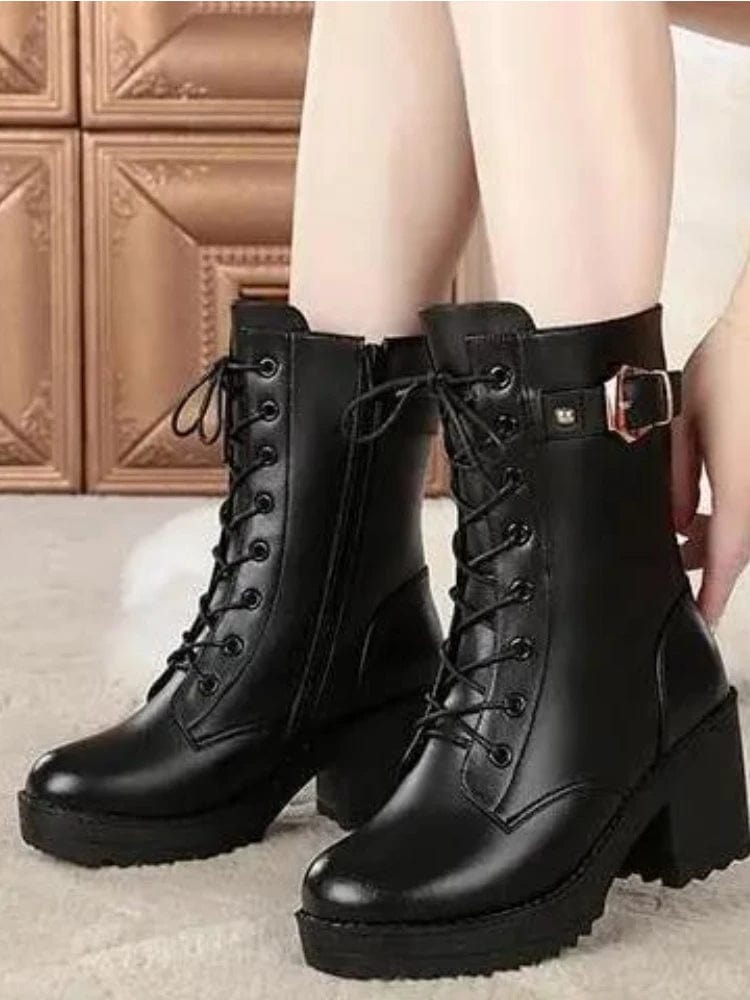 מגפי חורף "איזבל" עקב מרובע ופרווה לחימום - נעלי אביגיל