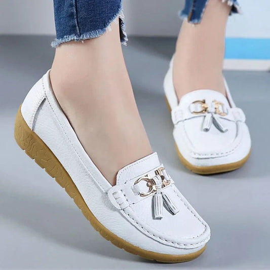 נעלי "Loafer" מוקסינים קולקציית 2024 סוליה דקה - נעלי אביגיל לבן / 35