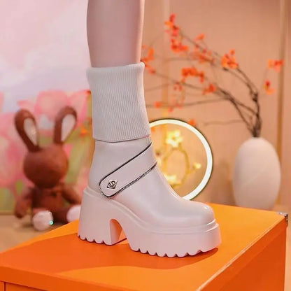מגפי גרב פלטפורמה "אליס" גבוהות - נעלי אביגיל