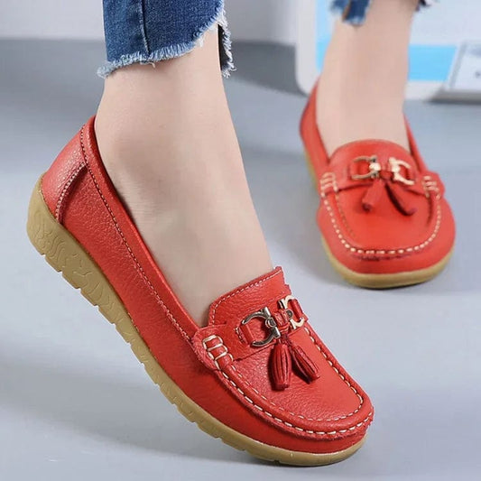 נעלי "Loafer" מוקסינים קולקציית 2024 סוליה דקה - נעלי אביגיל אדום / 35