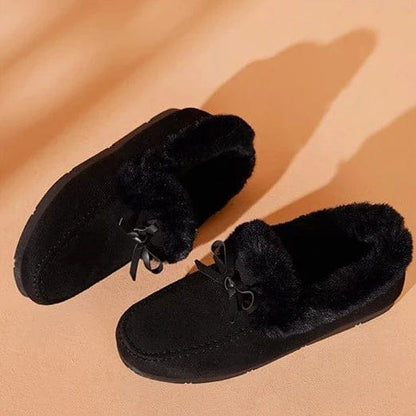 נעלי בית מוקסינים עם פרווה מלאכותית - נעלי אביגיל