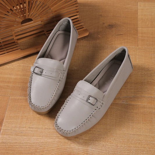 נעלי מוקסינים "Loafer" סוליה דקה עם אבזם - נעלי אביגיל אפור / 35