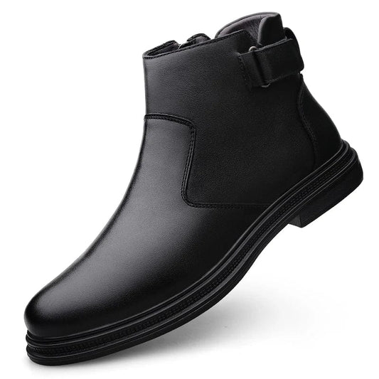 מגפי "פאולה" בסגנון בריטי מודרני עם אבזם ורוכסן - נעלי אביגיל שחור / 38