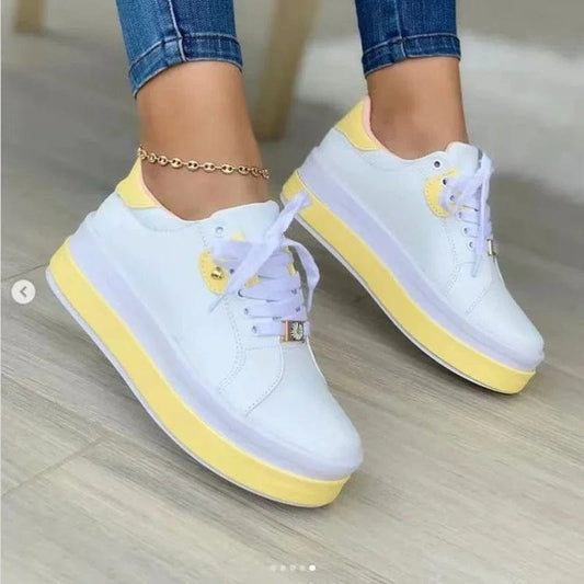 נעלי סניקרס "ברונו" עיצוב איטלקי פלטפורמה - נעלי אביגיל צהוב / 35