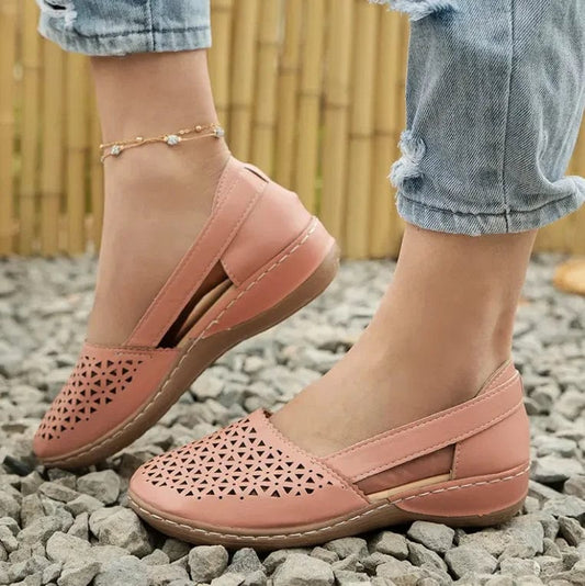 נעלי חוף "Jubon" עיצוב רטרו - נעלי אביגיל ורוד בהיר / 36