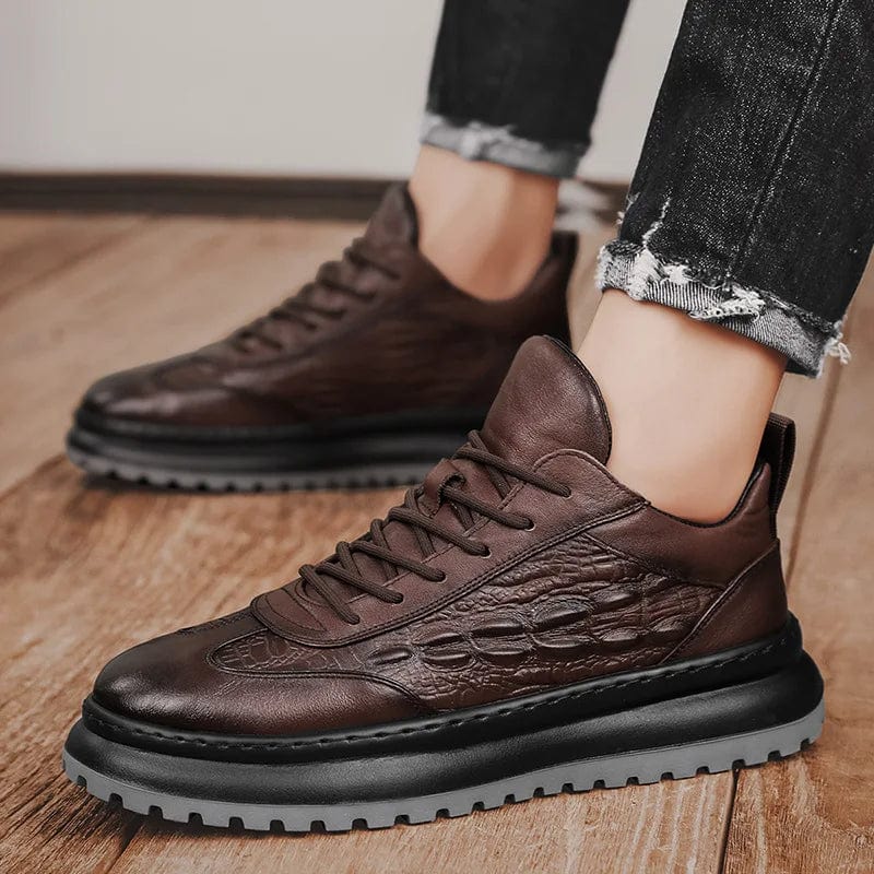 נעלי סניקרס "אוסטין" בעיצוב בריטי דיוקן עור תנין - נעלי אביגיל