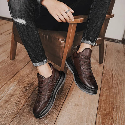 נעלי סניקרס "אוסטין" בעיצוב בריטי דיוקן עור תנין - נעלי אביגיל