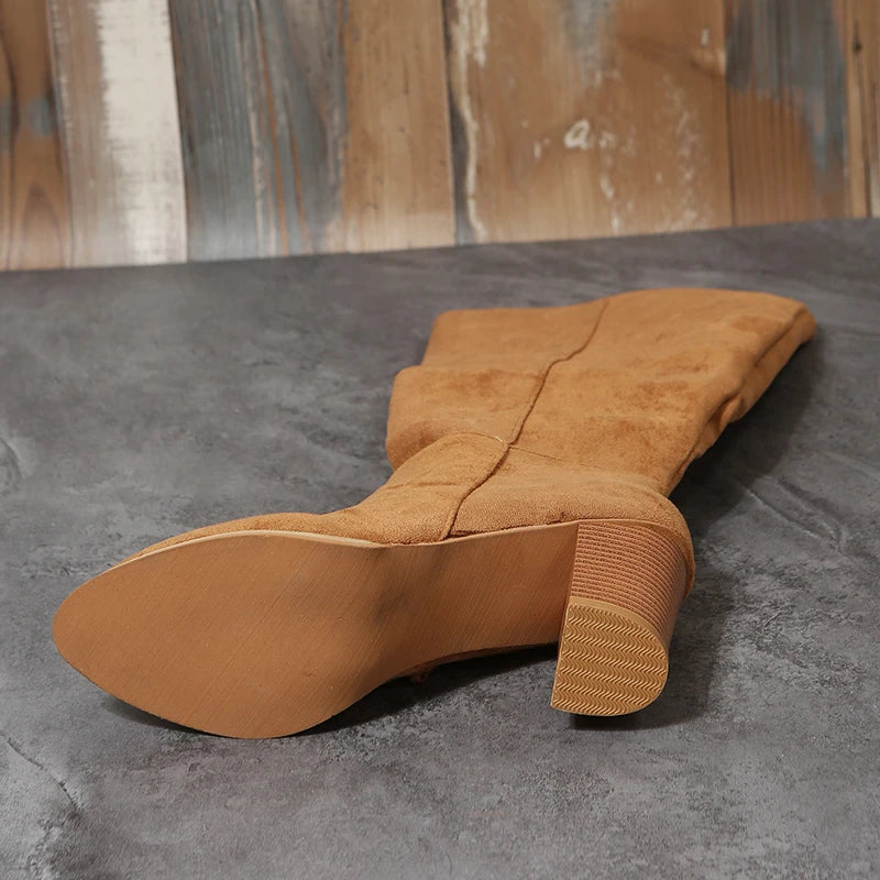 מגפי ברך "אליס" גבוהות בעיצוב רטרו אותנטי - נעלי אביגיל