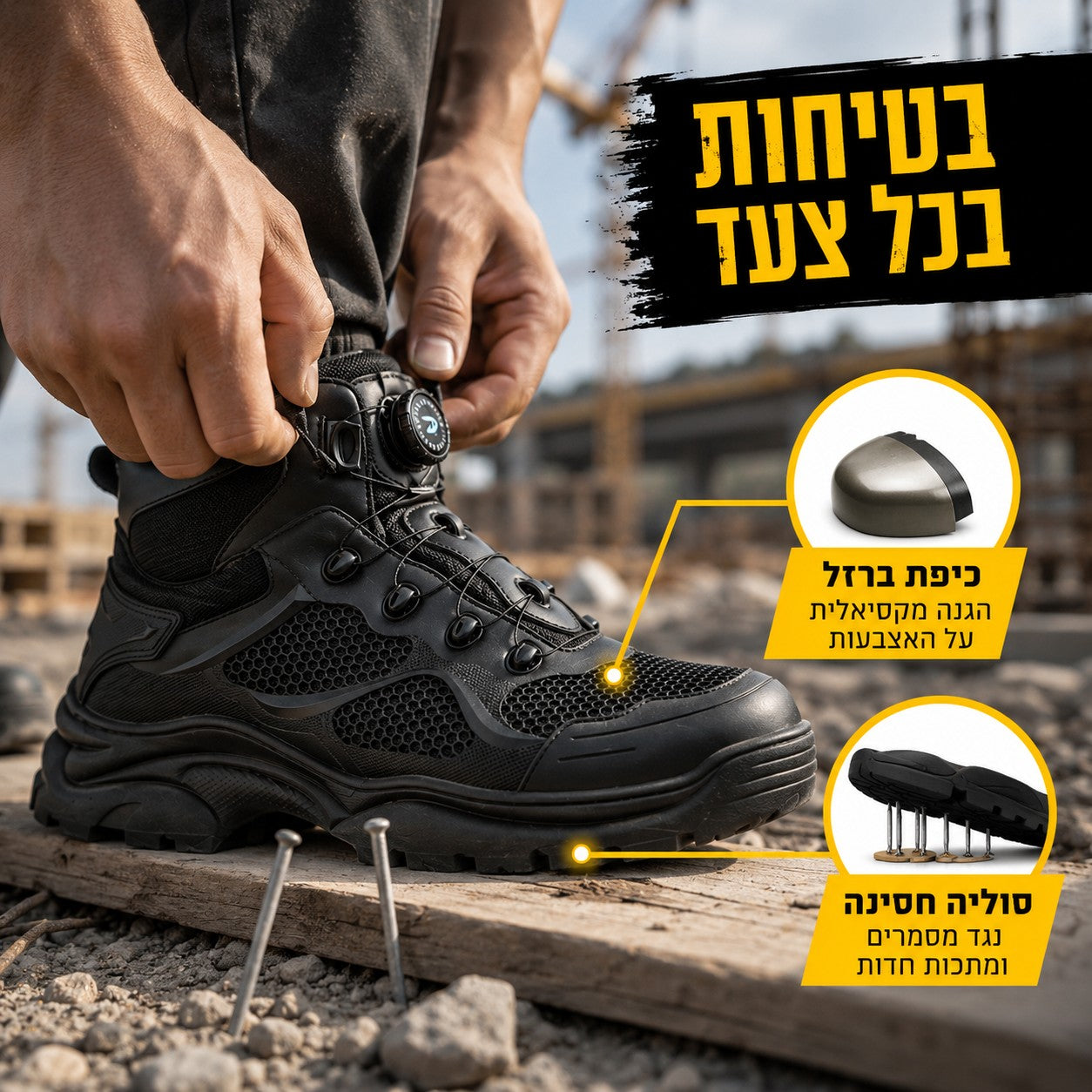 נעלי עבודה 'Buster' עם כיפת ברזל
