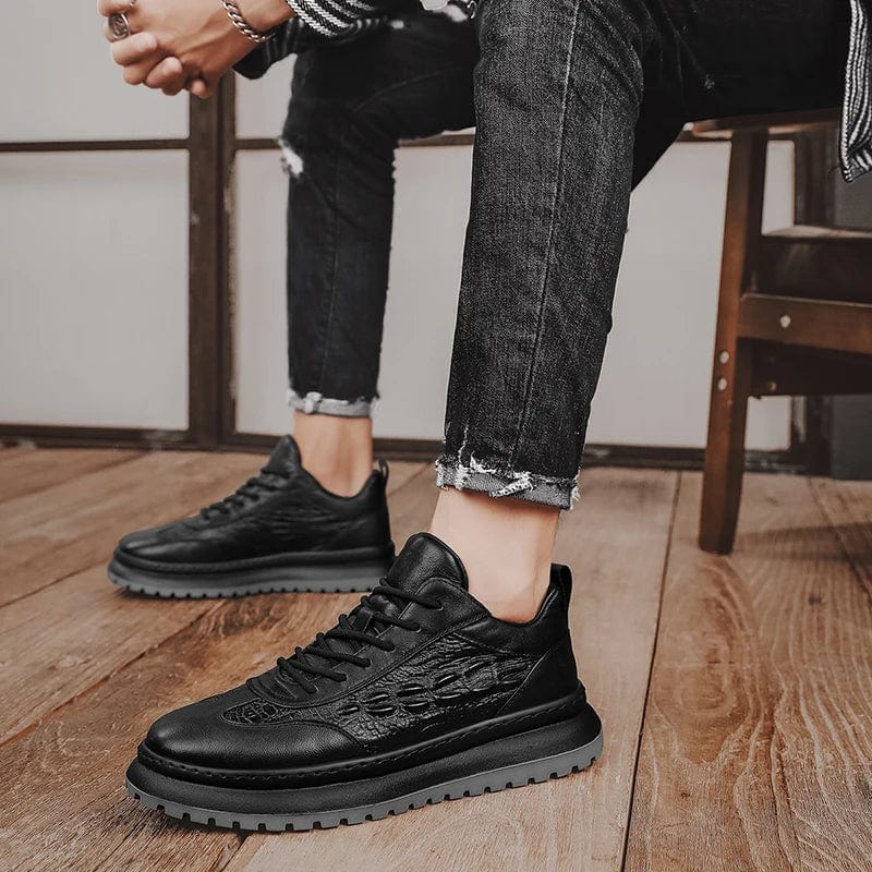 נעלי סניקרס "אוסטין" בעיצוב בריטי דיוקן עור תנין - נעלי אביגיל