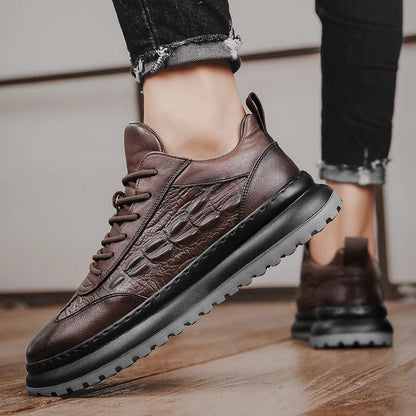 נעלי סניקרס "אוסטין" בעיצוב בריטי דיוקן עור תנין - נעלי אביגיל