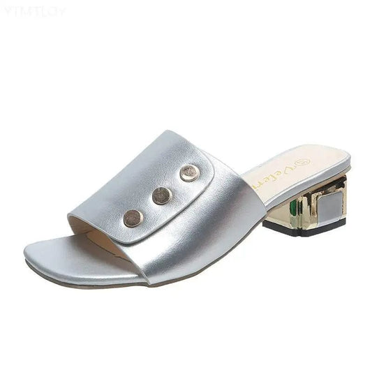 כפכפי עקב "ולרי" במבחר צבעים - נעלי אביגיל כסף / 36